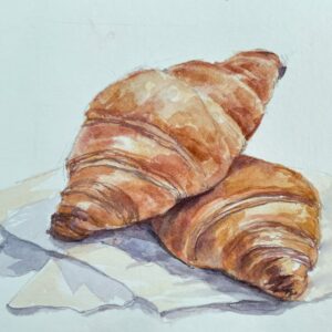Фудскетч Круасан. Акварель